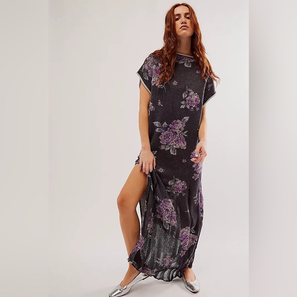 Free People Elaine Floral Knit Maxi Dress.